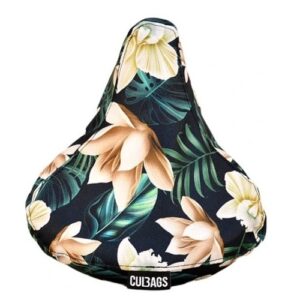 Pokrowiec siodła czerń/białe storczyki