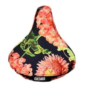 Pokrowiec siodła granat/koral. kwiaty