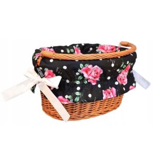 Wyściółka koszyka czerń groszki i róże